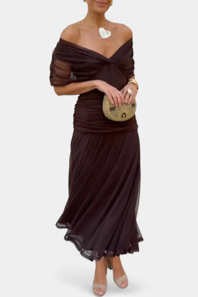 Abigail | Long Floral V-Neck Dress - Dress