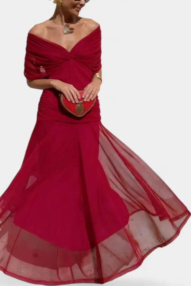 Abigail | Long Floral V-Neck Dress - Dress