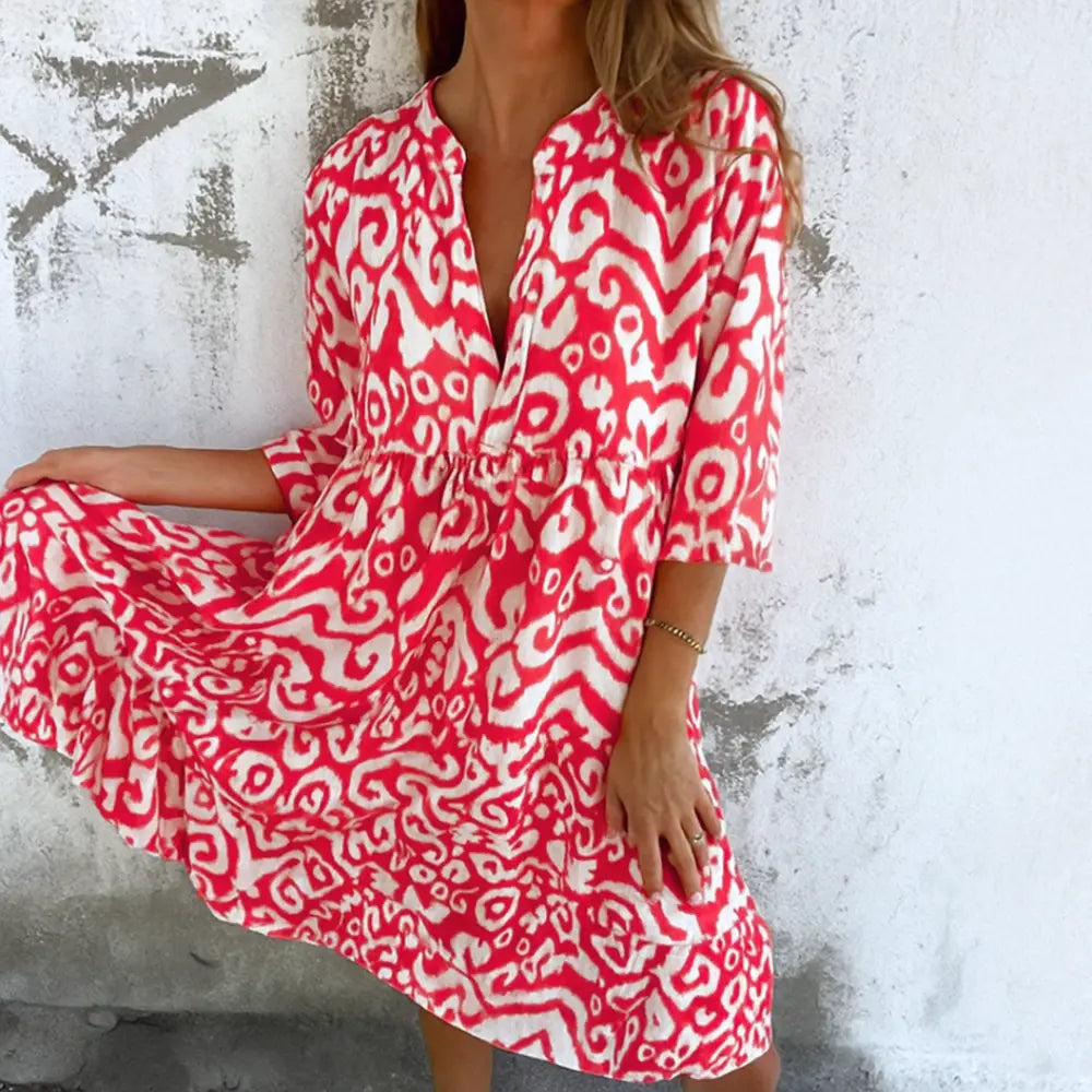 AVA – VIBRANT ESCAPE TUNIC DRESS - MIDI DRESS