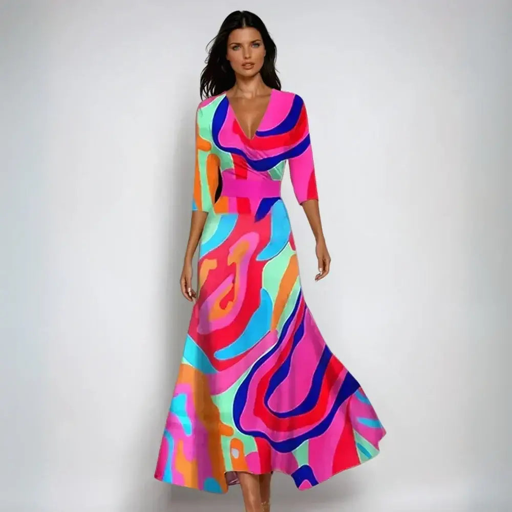 Emily | Luxury Floral Dress - Colourful / 8-10 (S) - CLEARANCE