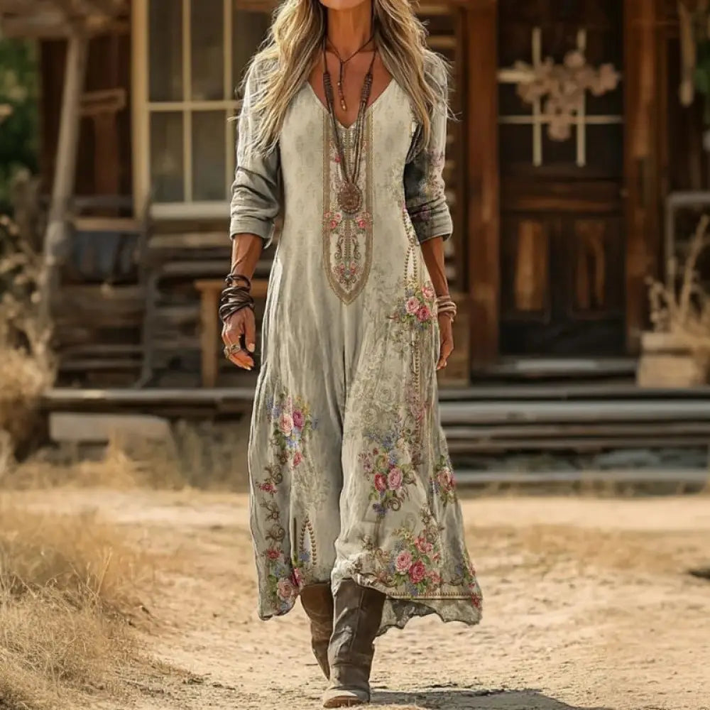 Evelyn | Vintage-Inspired Long Sleeve Casual Dress - Robes