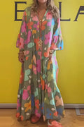Floral Dream | Comfortable Fit Maxi Dress - Green / S