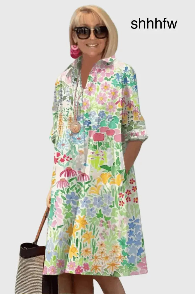 Grace | Summer Floral Midi Dress - S - Vestido midi
