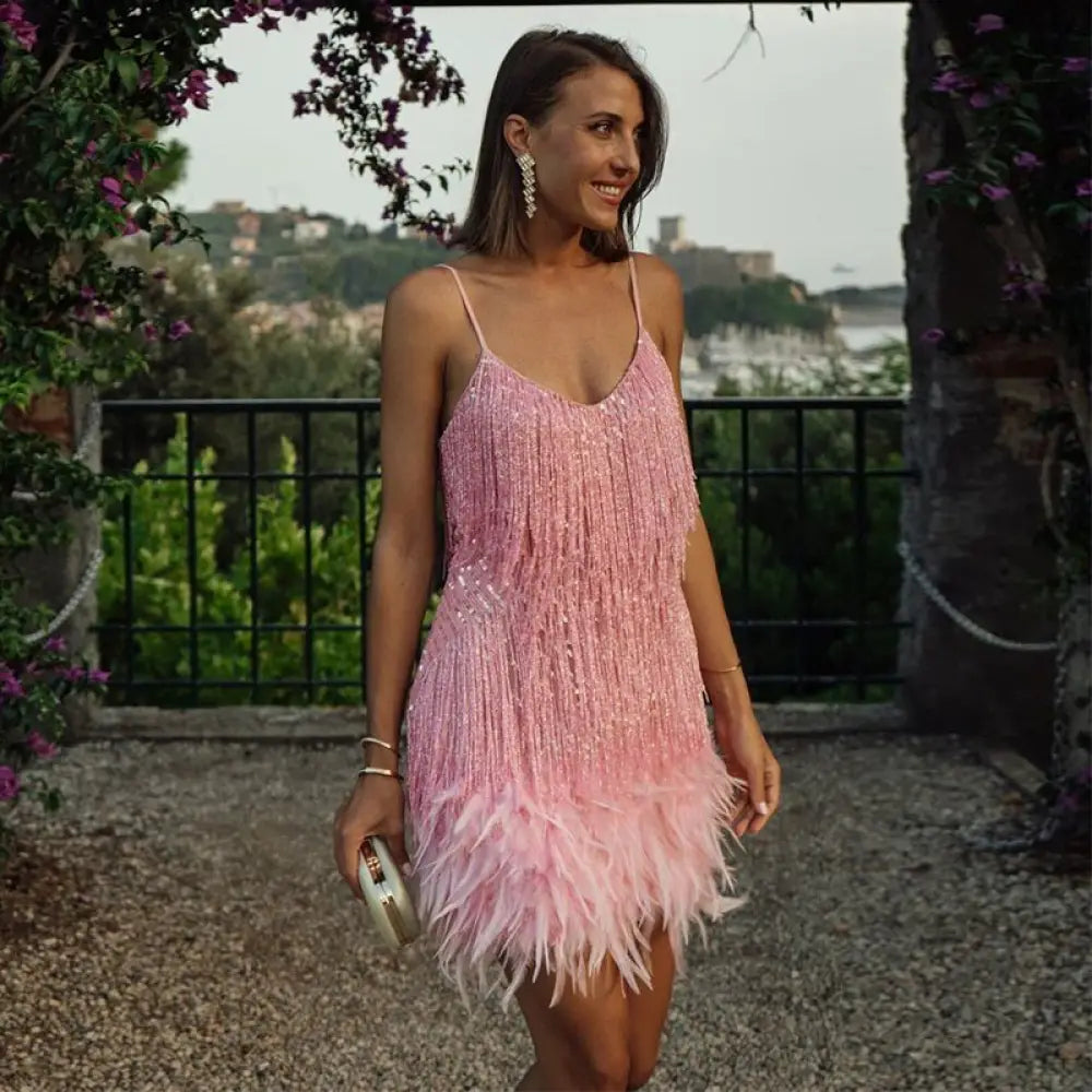 JOYCEL - MODERN FEATHERED PARTY DRESS - Dress