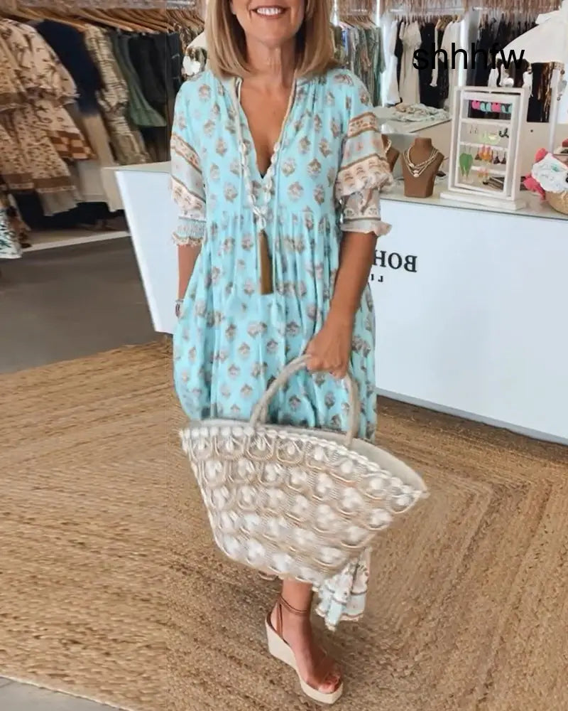 Kassidy™ Chic Boho Dress - Blue / S - Boho Dresses