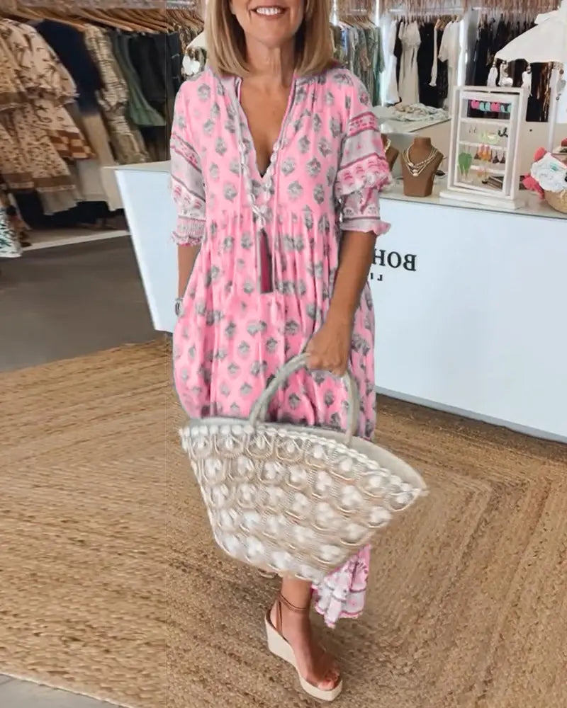 Kassidy™ Chic Boho Dress - Pink / S - Boho Dresses