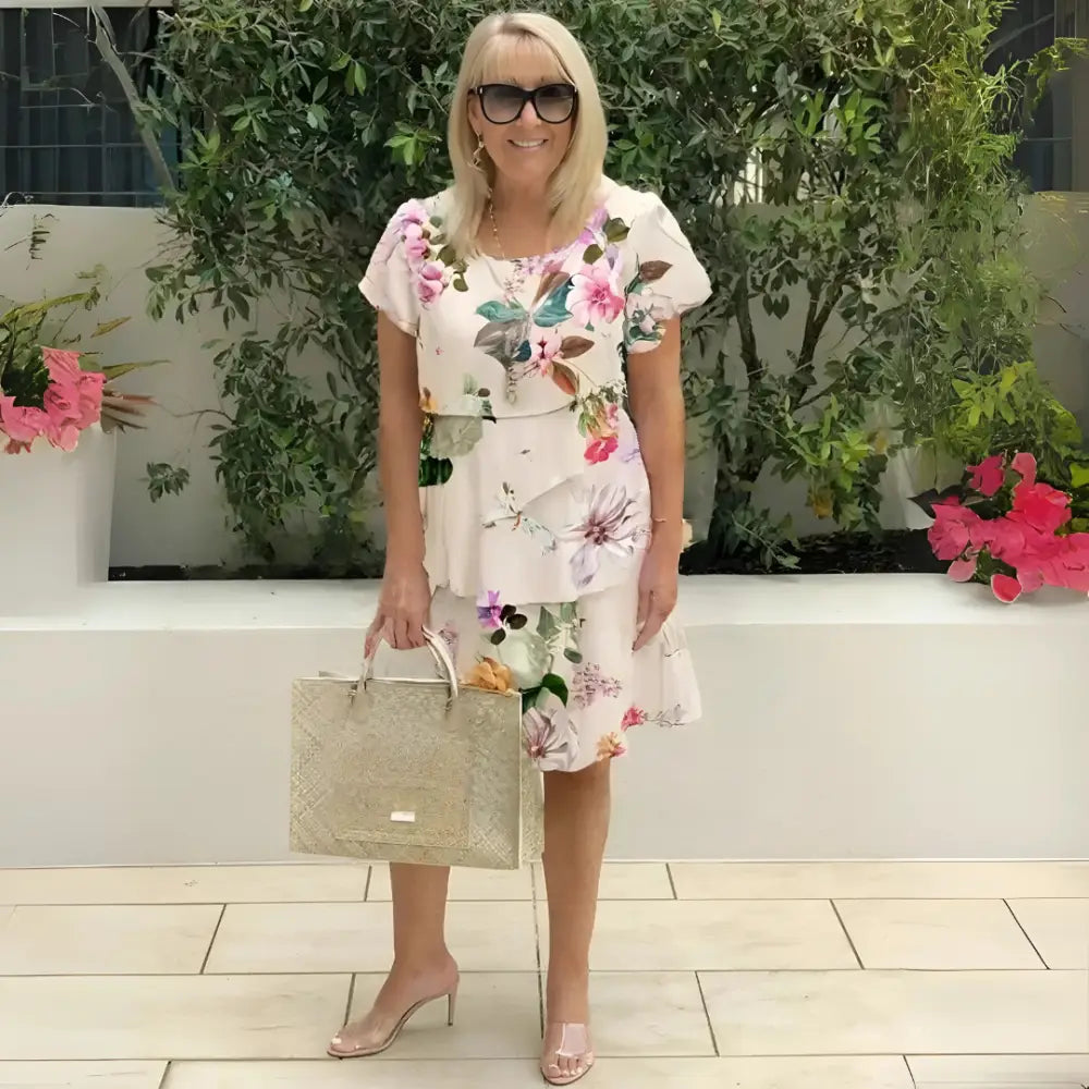 Lina™ - Flowing Dress with Floral Print - Dress