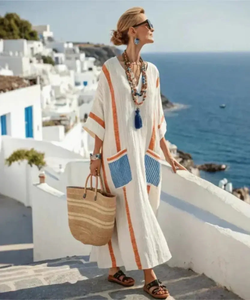 Vera - Long Summer Dress - Orange / S - Jurk